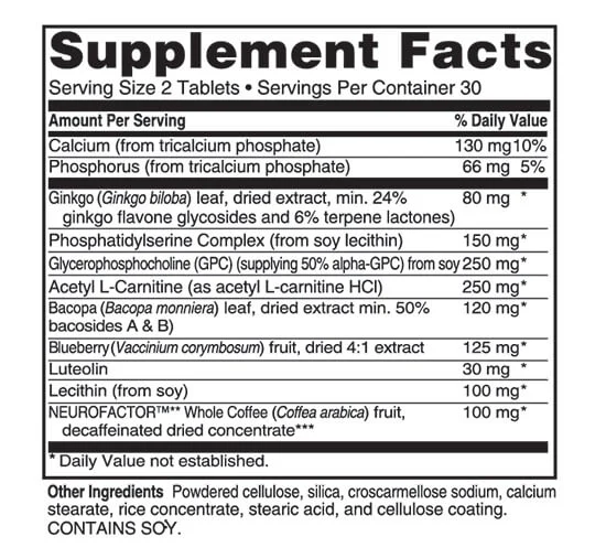 Advanced Memory Formula Supplement Fact