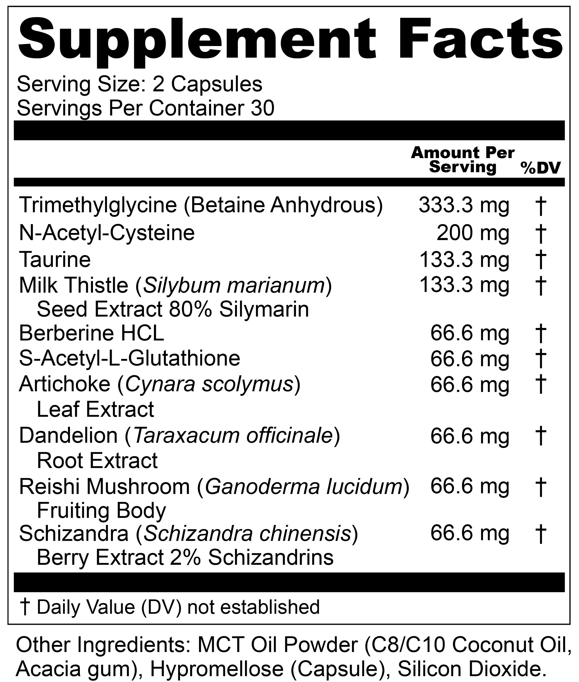 UpWellness Ultra Liver Supplement Facts