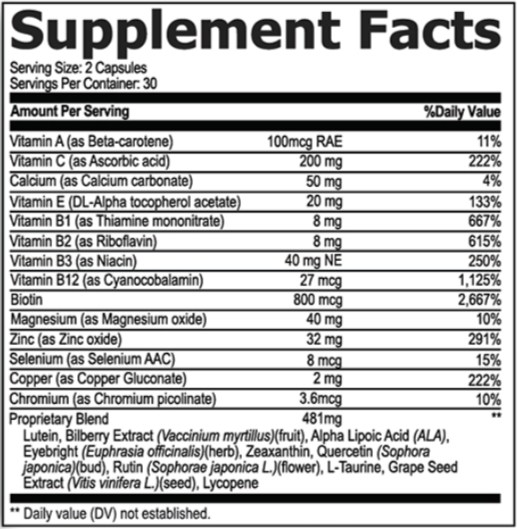 Xetina 20 Supplement Facts